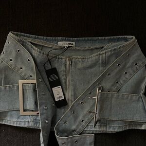 Fashion Nova Denim Belted Skirt